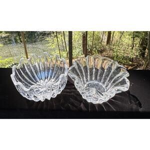 TWO Zajecari 24% Lead Crystal Trinket Bowls Scalloped Beautiful! -A52